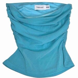Tiger Mist Strapless Ruched Blue Top Size XXS Like New